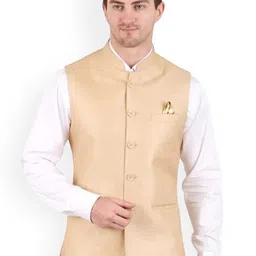 GRACYSHADE Mandarin Collar Jute Nehru Jacket-31