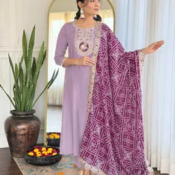 SHREE KHODAL FASHION Women Ethnic Motifs Embroidered Kurta with Trousers & Dupatta-picture-32