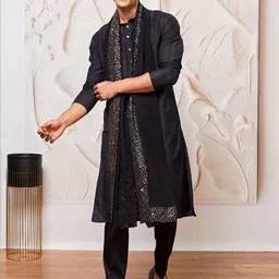 VASTRAMAY Men Regular Sequinned Kurta with Pyjamas & With Dupatta-11