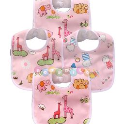 DOMENICO Feeding Bibs With Snap Button Closure Pack of 4 - Multicolour-picture-14