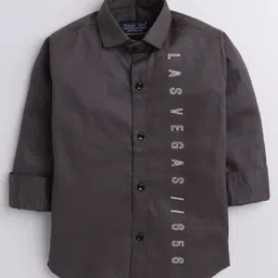 Polka Tots Full Sleeves Las Vegas Printed Shirt - Grey-picture-4