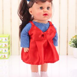 Speedage Taapsi Fashion Doll Red & Navy  Dots Print- Height 34.5 cm-image-26