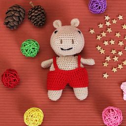 Love Crochet Art Crochet Handmade Hippo Soft Toys - Brown Red-image-32