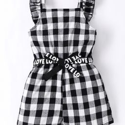 Kookie Kids Sleeveless Checked Jumpsuit - Black-image-69