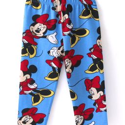 Babyhug Disney Cotton Knit Full Length Leggings with Minnie Mouse Print - Blue-image-109