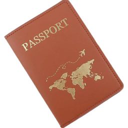 House of Quirk Passport Holder Cover PU Leather Passport Cover Case Organiser with Wallet for Credit Card Money for Women Men-World Brown-image-29