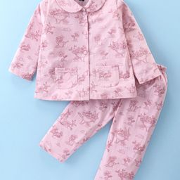 Evimo Single Jersey Full Sleeves Night Suit with Floral  Print - Light Pink-image-30