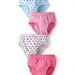 Bodycare Cotton Knit Panties With Polka Dot Print Pack of 4 - Light Blur Pink & White-image-92