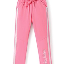 Olio Kids Sinker Knit Full Length Track Pant with Tape Detailing - Pink-27