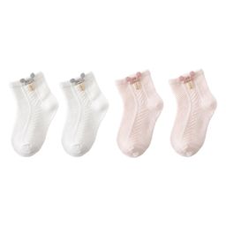 SYGA Set of 2 Cotton Solid Socks - White &Pink-5