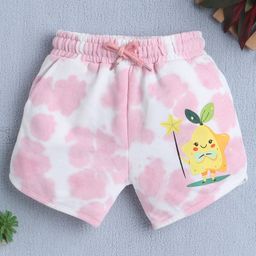 BUMZEE Cotton Knit Above Knee Length Shorts With Tie & Dye Print - Pink & White-picture-43
