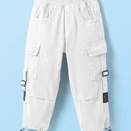 Little Kangaroos Full Length Anti Bacterial Solid Cotton Trouser With Cargo Pockets - Light Green-image-42