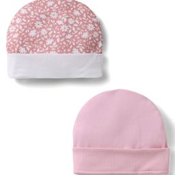 Bubble Pop Cotton Knit Baby Caps with Floral Print Pack of 2 Pink - Diameter 9 cm-image-17
