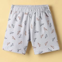 Tango Looper Knit Above Knee Length Shorts with Dolphin Print - Light Grey-image-44