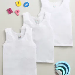 BUMZEE Cotton Knit Sleeveless Solid Slips Pack of 3 - White-picture-44