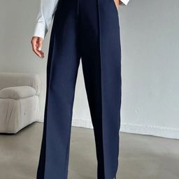 Next One Women Smart Straight Fit High-Rise Easy Wash Pleated Trousers-image-83