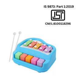 Bitfeex 5 Keys 2 in 1 Xylophone and Piano Toy with Colorful Keys for Toddlers and Musical Instruments Toy Set for Babies - Blue image 5