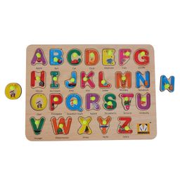 Mindmaker Alphabets Animals & Aquatic Animals Wooden Puzzle With Knobs Multicolor- 43 Pieces image 2