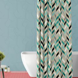 ArtzFolio White & Green Printed Waterproof Shower Curtain-30