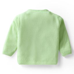Babyhug Knitted Full Sleeves Front Open Sweater Set With Cable Knit Design - Lime Green image 3