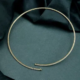 Voylla Timeless Sparkle Brass Gold-Plated Minimal Necklace-picture-9