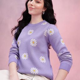 DressBerry Women Floral Acrylic Pullover-image-9