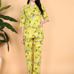 Moms Ever Printed V Neck Pure Cotton Top With Trousers Maternity Co-Ords-image-93