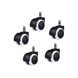 Ergonomica Nylon Chair Wheel Black and White Free Size (Set of 5), Ergo4-3