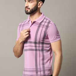 RELANE Men Checked Polo Collar Cotton T-shirt-image-91