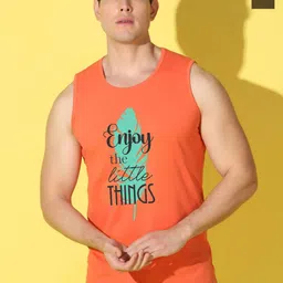 WOOSTRO Pack Of 2 Printed Combed Cotton Gym Vests -VWS26(ENJOY ORANGE)(ENJOY OLIVE)-image-89