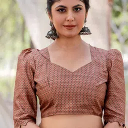 KALINI Ethnic Motifs Silk Blend Block Print Saree image 4