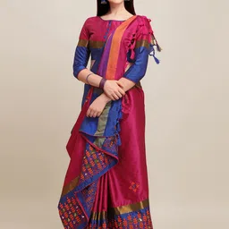 KALINI Floral Sequinned Silk Cotton Saree-picture-53