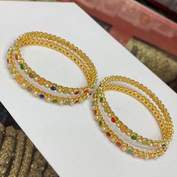 AARTISAI Set Of 4 Gold-Plated Stone Studded Traditional Bangles-image-50