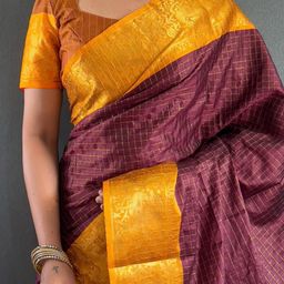 AQUILIQ Gold Art Silk Woven Design Sarees-image-81