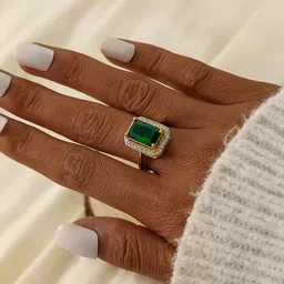 BLACKBOX Gold-Plated Cubic Zirconia Studded Adjustable Finger Ring image 4