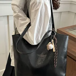 LULU & SKY PU Oversized Double Strap Conceled Lock Structured Handheld Bag image 5