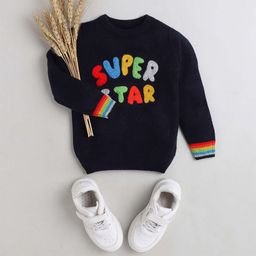 Yellow Apple Boys Typography Printed Woollen Sweater Vest-picture-22