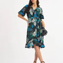 SALT ATTIRE Women Printed V-Neck Wrap Dress-image-41