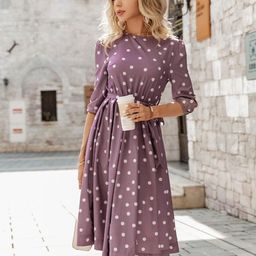 Mast & Harbour Polka Dot Print Fit & Flare Dress-picture-43