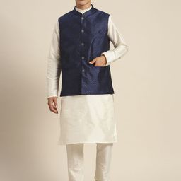 SOJANYA Mandarin Collar Regular Kurta With Churidar & With Nehru Jacket-16
