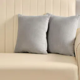Yellow Weaves Grey 2 Pieces Velvet Square Cushion Covers-image-10