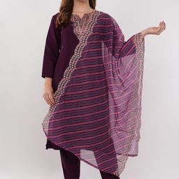 dhartii Ethnic Motifs Embroidered Notch Neck Kurta With Trousers & Dupatta-image-14