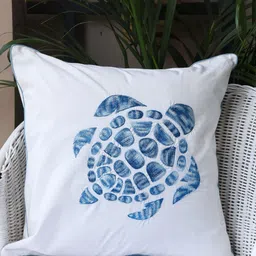 Crown of Poppies Coastal Essence White Animal Printed Cotton Square Cushion Covers-19