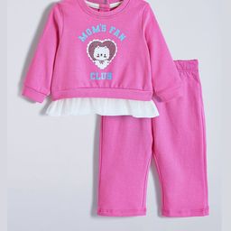 Hopscotch Girls 2-Pc Pink Printed Layered Hem Joggers Set-picture-17
