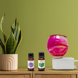 PEEPALCOMM 3Pc Pink & White Marble-Printed Electric Aroma Oil Diffuser With Scented Oils image 5