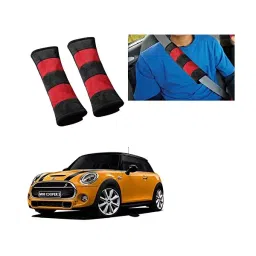 Auto Pearl Seat Belt Cushion (Pack of 2, Black, Red) Compatible for Mini Cooper-image-44
