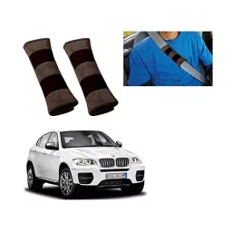 Auto Pearl Seat Belt Cushion (Pack of 2, Brown Black) Compatible for BMW X5-46