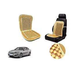 Auto Pearl Car Wooden Bead Seat Cushion with Beige Velvet Border Compatible for BMW 2 Series-image-36