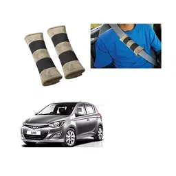 Auto Pearl Seat Belt Cushion (Pack of 2, Beige and Black) Compatible for i20 Type 2-24