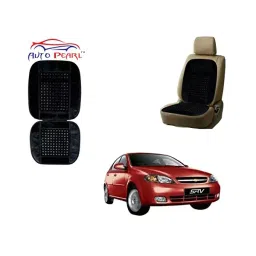 Auto Pearl Car Wooden Bead Seat Cushion with Velvet Border Compatible for optra-SRV - Set of 2 Pcs-image-5
